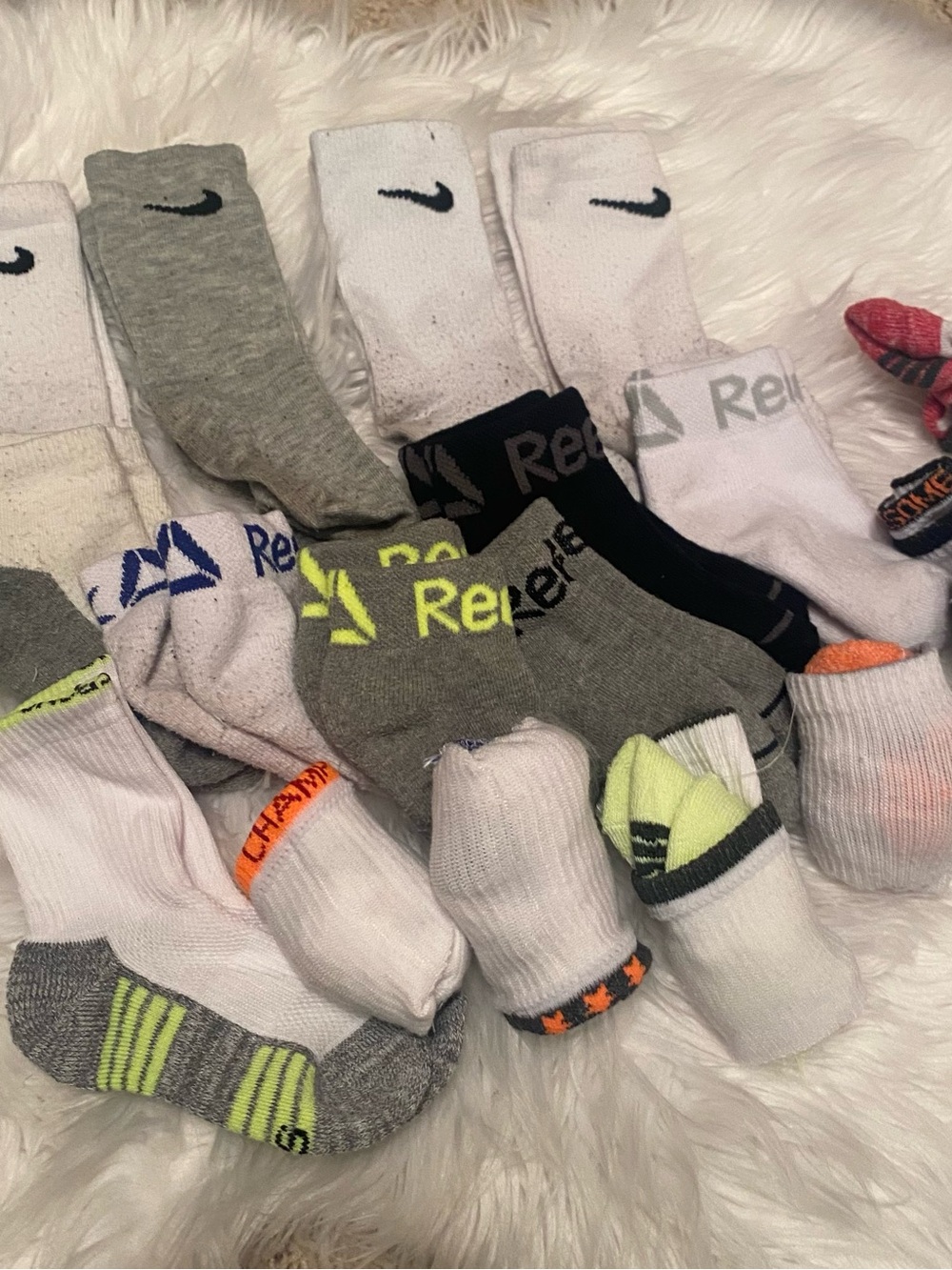 NWOT Nike, Reebok Etc. Kids Athletic Sock Lot 19 pairs